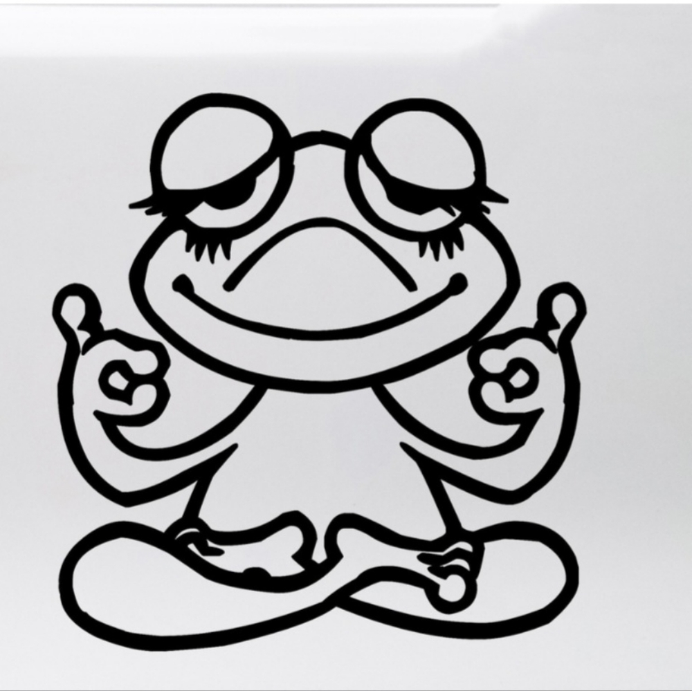Meditating frog vinyl decal